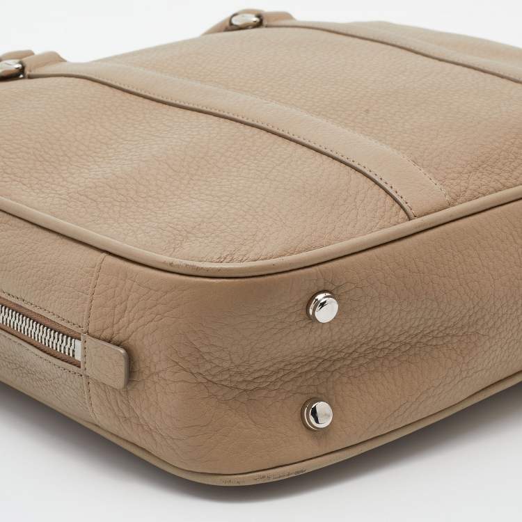 Pre Owned Bally Beige Leather Maed Laptop Bag