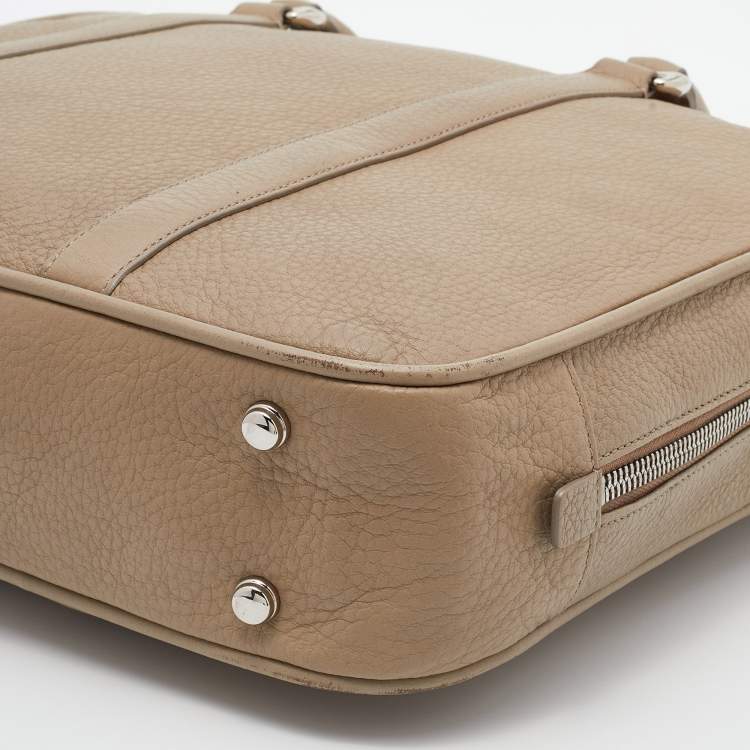 Pre Owned Bally Beige Leather Maed Laptop Bag