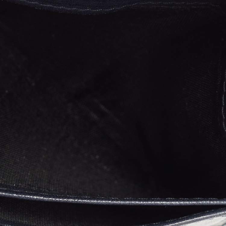 Pre Owned Bally Navy Blue Leather and Canvas Web Bifold Card Case