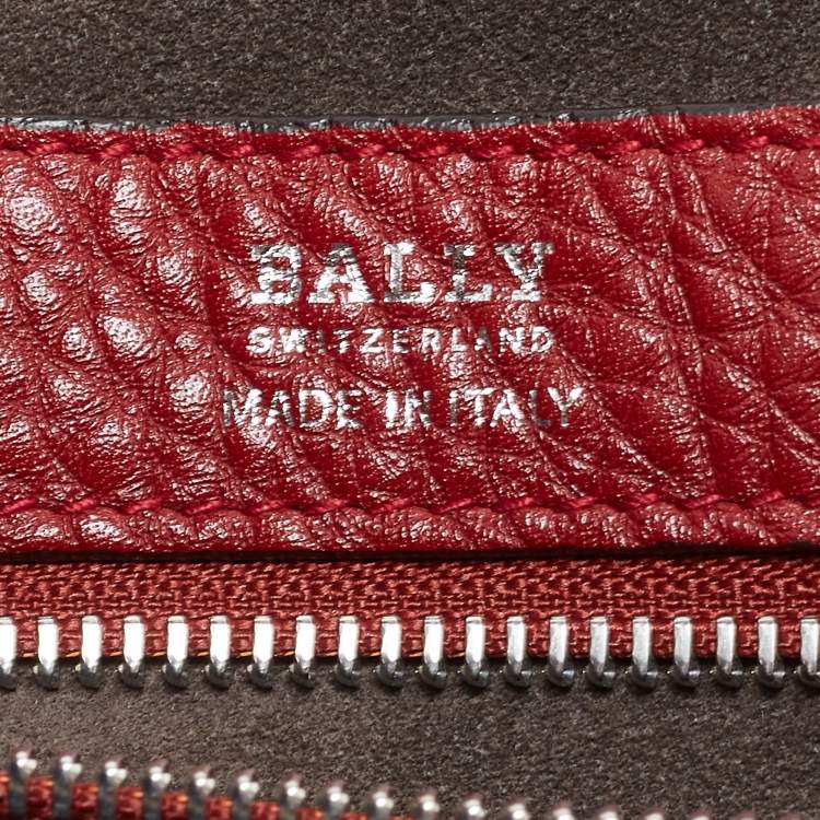 Pre Owned Bally Red/White Leather Trooper Tote