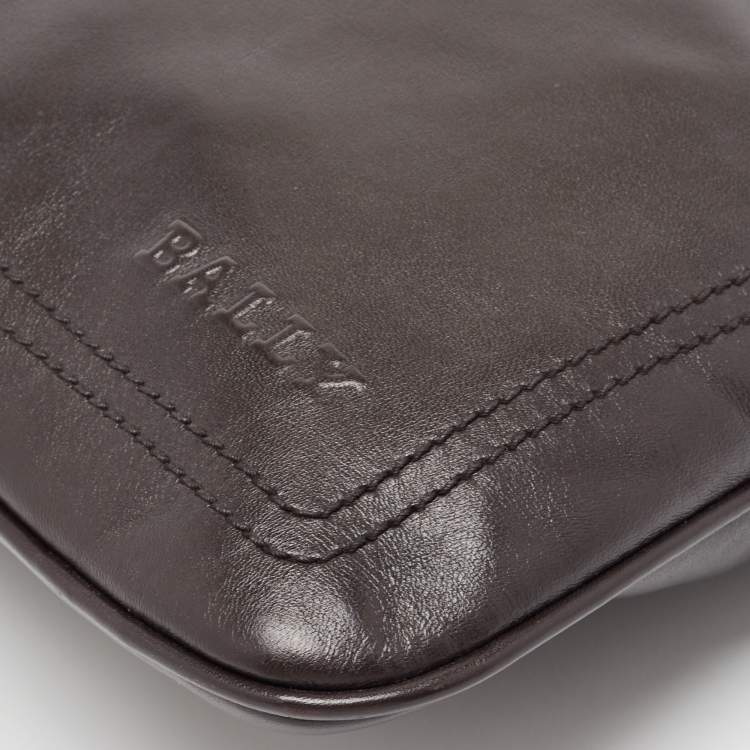 Pre Owned Bally Choco Brown Leather Messenger Bag