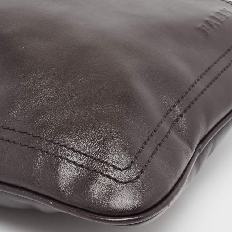 Pre Owned Bally Choco Brown Leather Messenger Bag