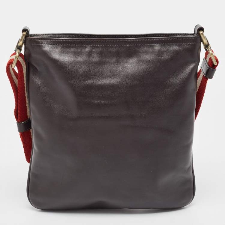 Pre Owned Bally Choco Brown Leather Messenger Bag