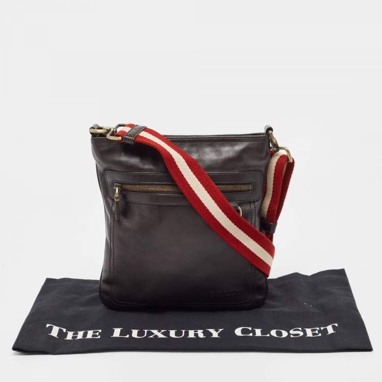 Pre Owned Bally Choco Brown Leather Messenger Bag