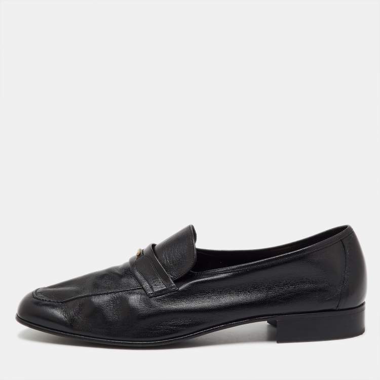 مملوكة مسبقًا Bally Black Leather Logo Slip On Penny Loafers Size 45
