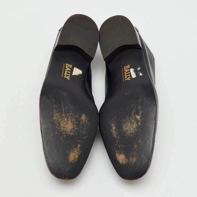 مملوكة مسبقًا Bally Black Leather Logo Slip On Penny Loafers Size 45
