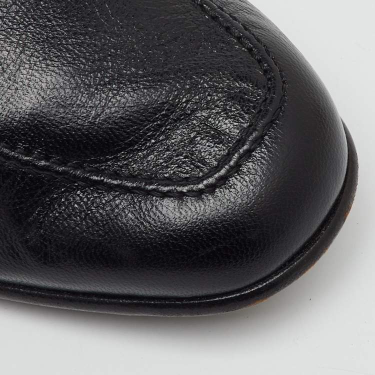 مملوكة مسبقًا Bally Black Leather Logo Slip On Penny Loafers Size 45