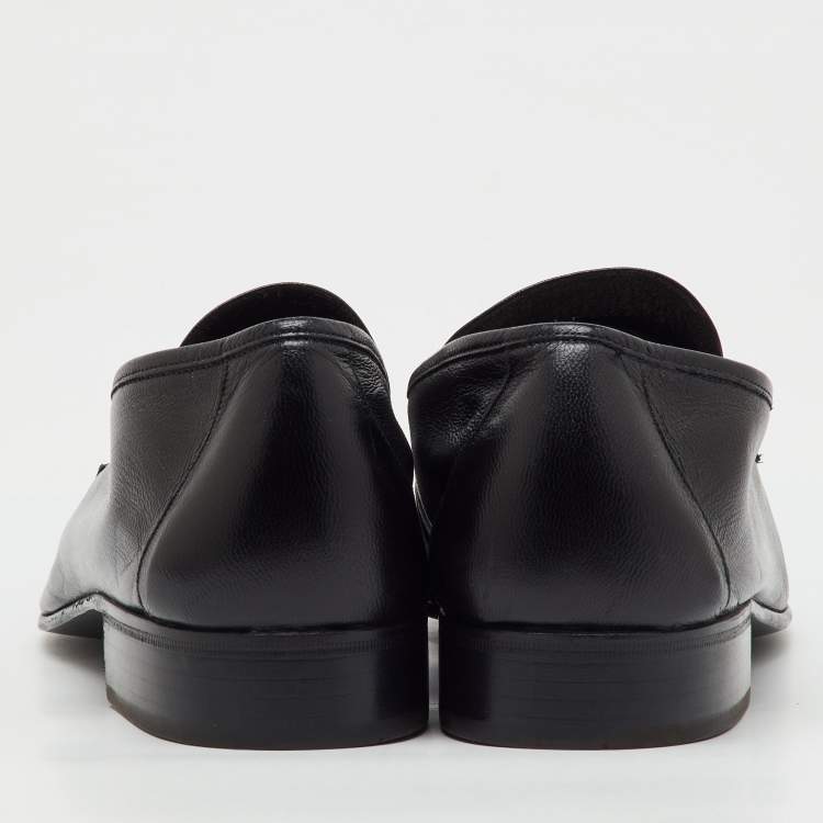 مملوكة مسبقًا Bally Black Leather Logo Slip On Penny Loafers Size 45