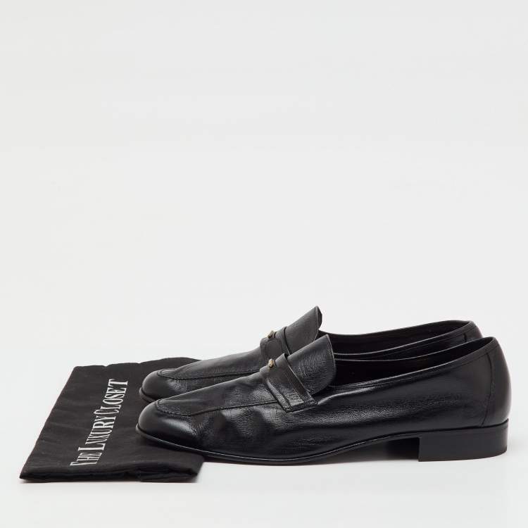 مملوكة مسبقًا Bally Black Leather Logo Slip On Penny Loafers Size 45