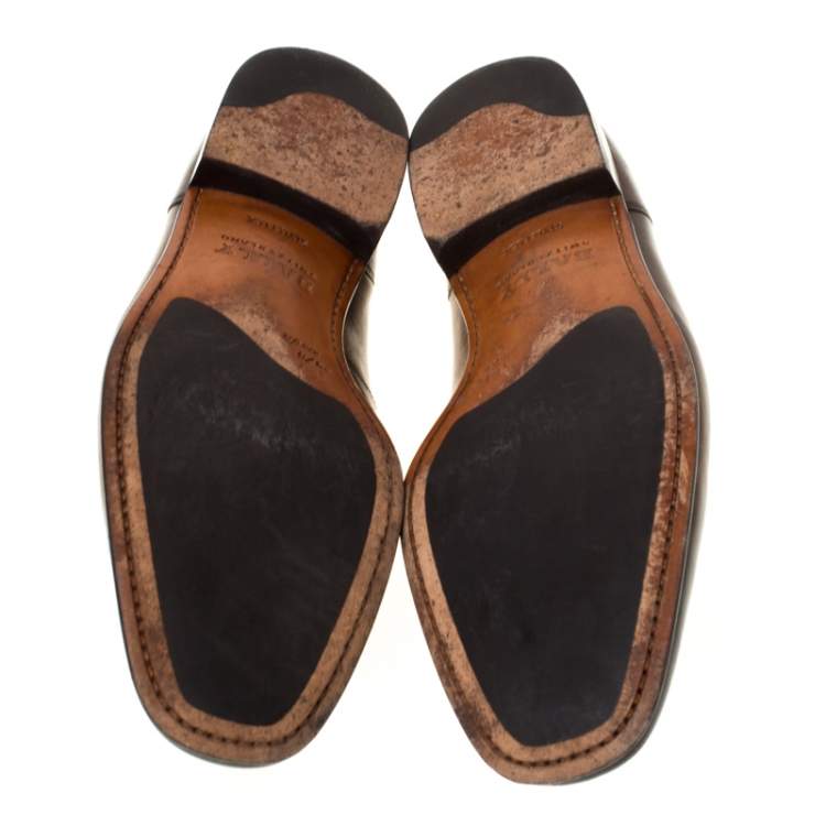 Pre Owned Bally Brown Leather Brignant Slip On Loafers Size 40.5