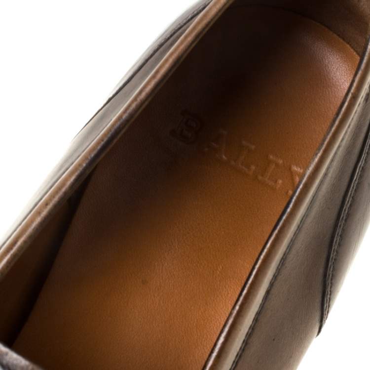 Pre Owned Bally Brown Leather Brignant Slip On Loafers Size 40.5