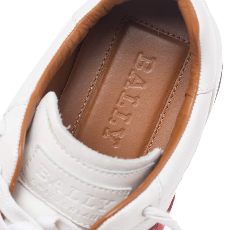 Pre Owned Bally White Leather Web Astel Low Top Sneaker 40.5