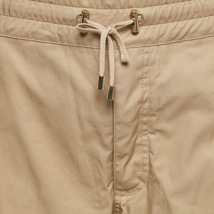 Pre Owned Balmain Beige Cotton Strap Detail Cargo Shorts M