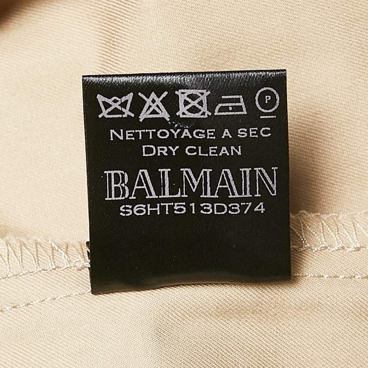 Pre Owned Balmain Beige Cotton Strap Detail Cargo Shorts M