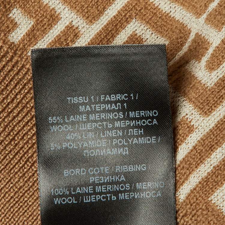 Pre Owned Balmain Beige Monogram Wool & Linen Knit Polo T-Shirt M