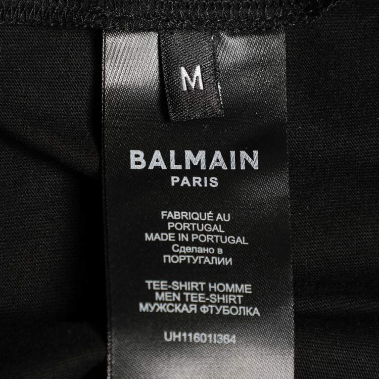 Pre Owned Balmain Black 3D Logo Printed Cotton Crewneck T-Shirt M