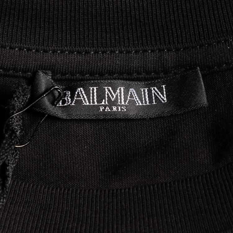 Pre Owned Balmain Black 3D Logo Printed Cotton Crewneck T-Shirt M