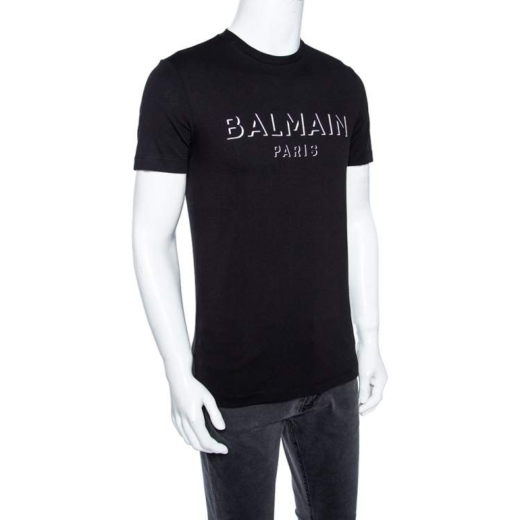 Balmain 3D Logo Printed Cotton Crewneck T-Shirt S | TLC