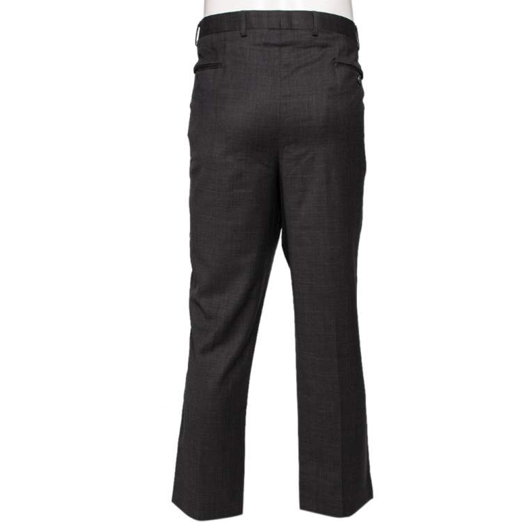 Pre Owned Balmain Charcoal Grey Wool Super 100's Pants 4XL