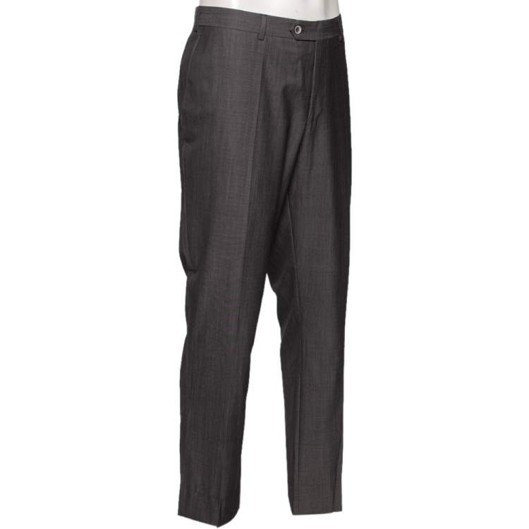 Pre Owned Balmain Grey Wool Super 130's Pants 4XL