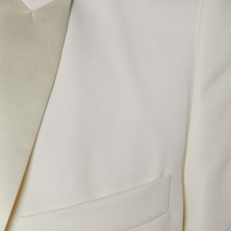 Pre Owned Balmain White Wool Open Front Blazer S