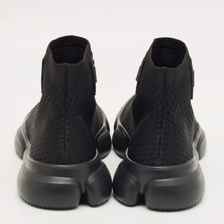 Pre Owned Balmain Black Stretch Knit Sock High Slip On Sneakers Size 44