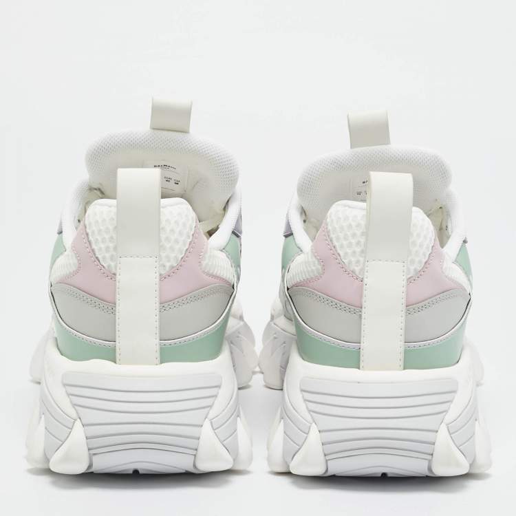 Pre Owned Balmain B-East Pb Size 41 Multicolor Leather and Mesh Lace Up Sneakers