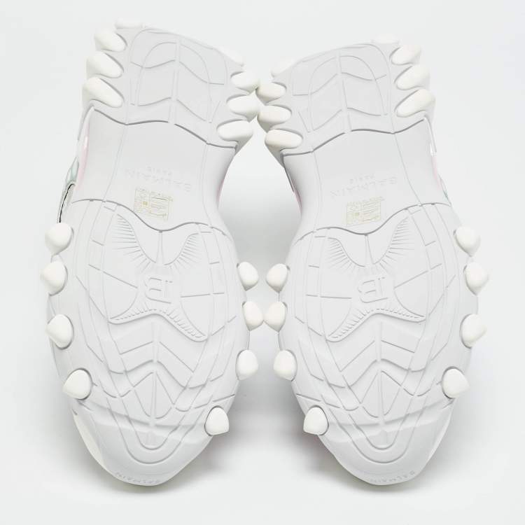 Pre Owned Balmain B-East Pb Size 41 Multicolor Leather and Mesh Lace Up Sneakers