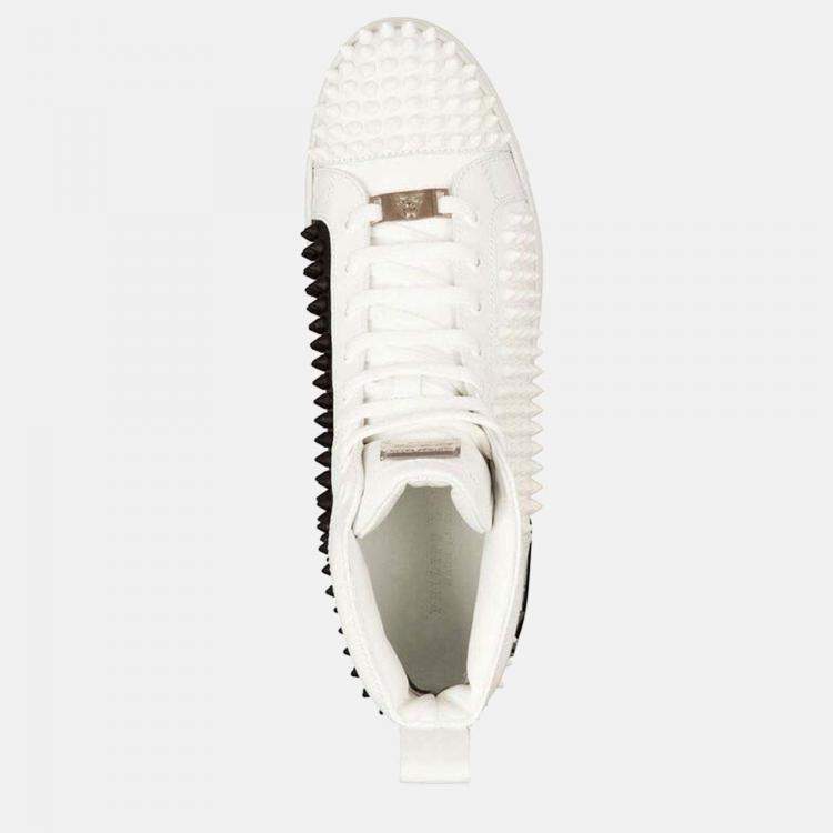Pre Owned Balmain Black & White - Leather - High Top Sneakers - EU 43