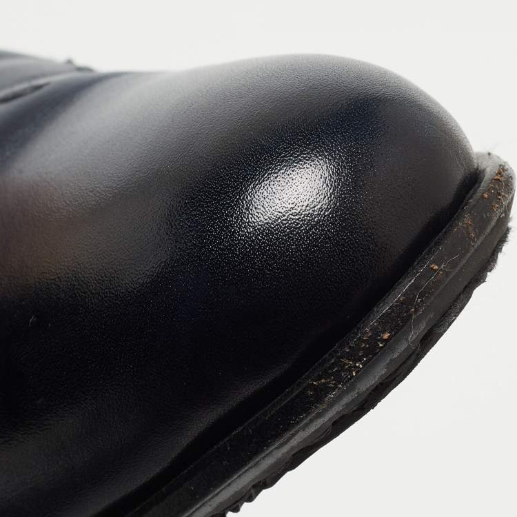 Pre Owned Balmain Navy Blue Leather Lace Up Oxfords Size 42