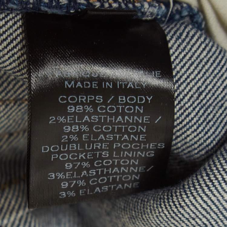 Pre Owned Balmain Blue Washed & Distressed Denim Jeans L Waist 36"