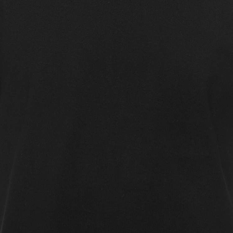 Pre Owned Balmain Black Cotton Crew Neck Logo T-Shirt M