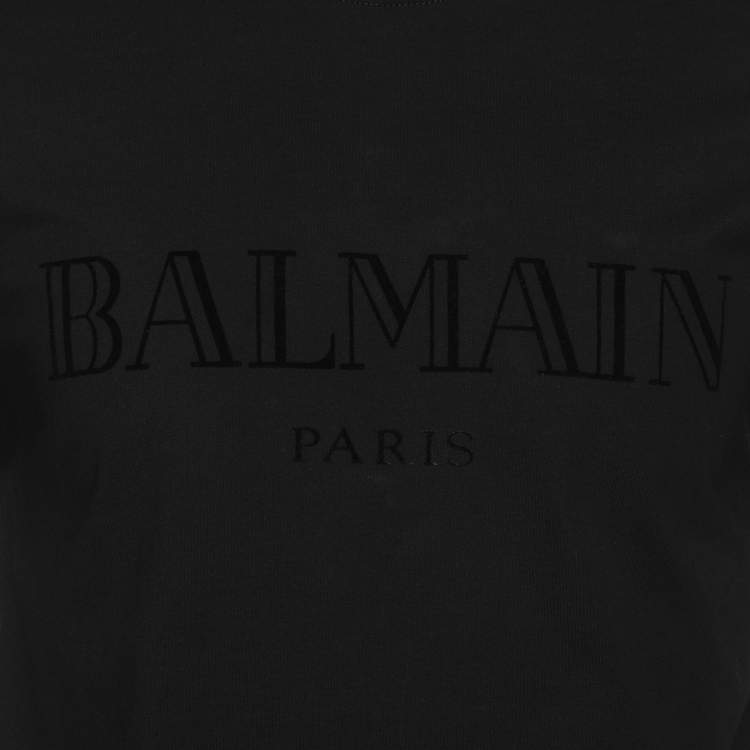 مملوكة مسبقًا Balmain Black Cotton Logo T-Shirt S
