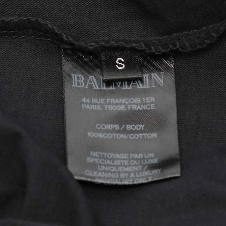 مملوكة مسبقًا Balmain Black Cotton Logo T-Shirt S