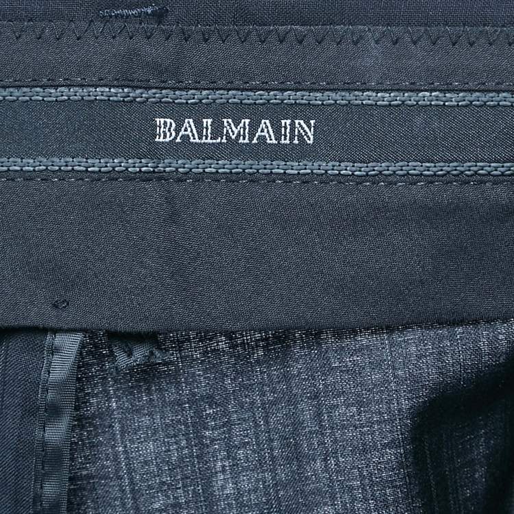Pre Owned Balmain Navy Blue Pinstripe Wool Blend Tailored Trousers 4XL