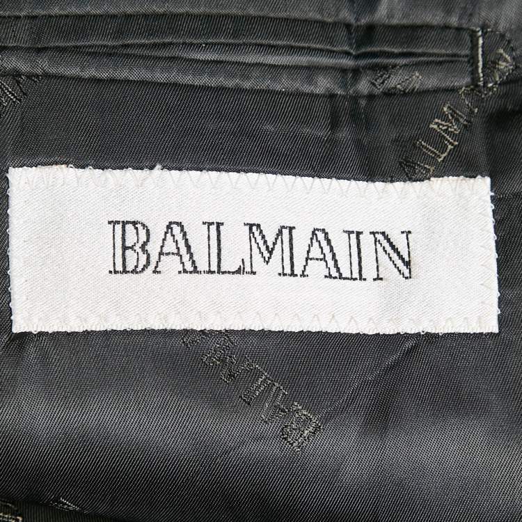 Pre Owned Balmain Navy Blue Pinstripe Wool Blend Tailored Blazer 4XL