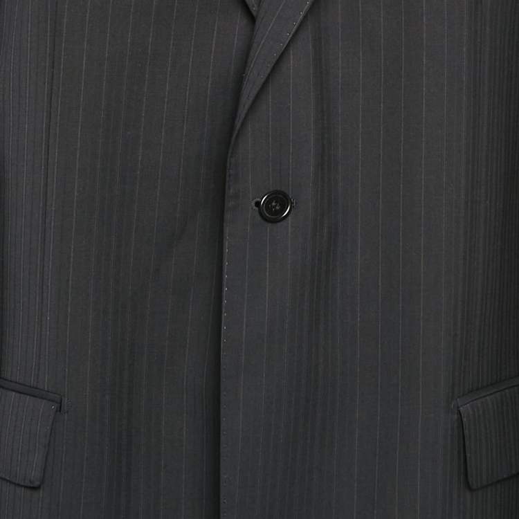 Pre Owned Balmain Navy Blue Pinstripe Wool Blend Tailored Blazer 4XL