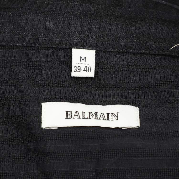 مملوكة مسبقًا Balmain Black Cotton Knit Polo Shirt M