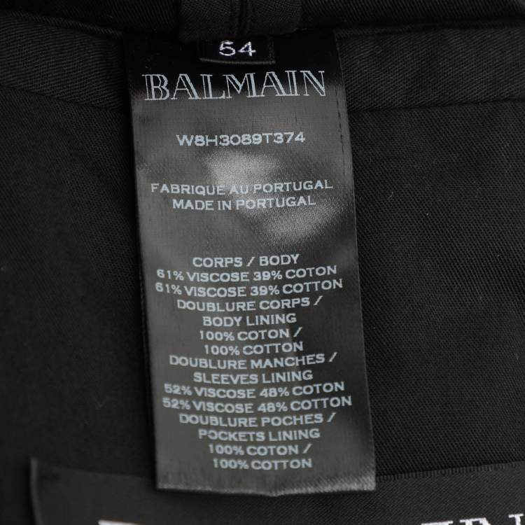 Pre Owned Balmain Beige Wool Blend Double Breasted Long Coat