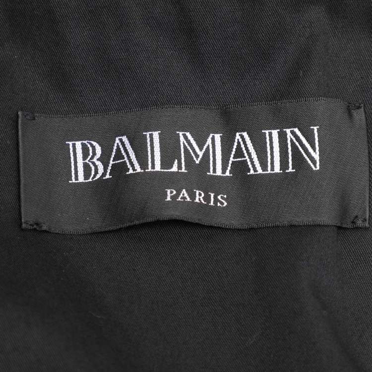 Pre Owned Balmain Black Viscose Blend Double Breasted Long Coat XXL