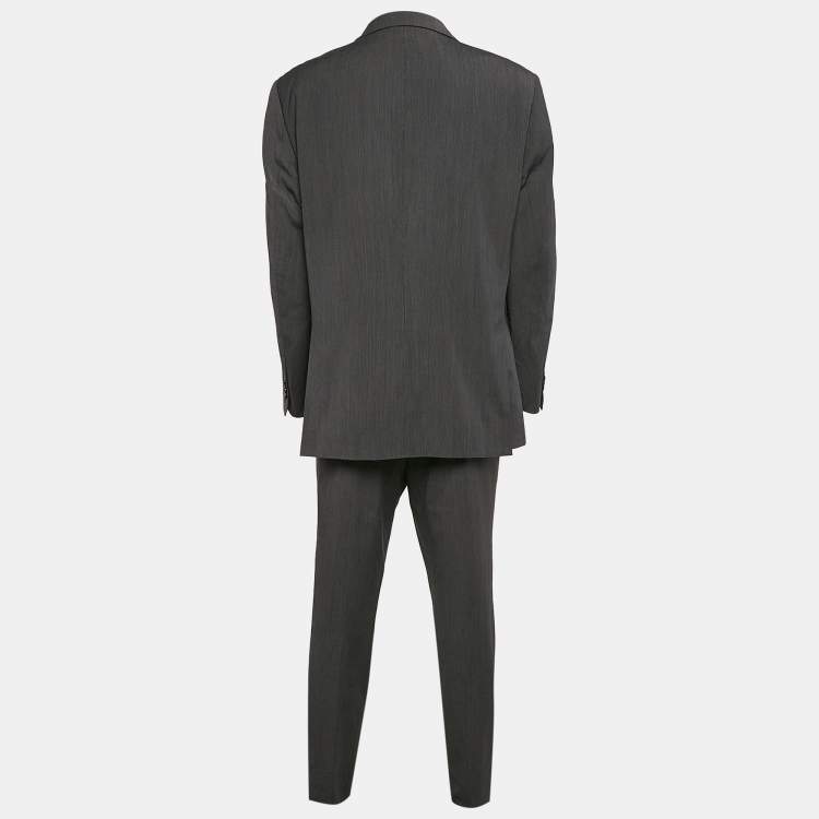 Pre Owned Balmain Black Rayon Blend Tailored Suits XXXL