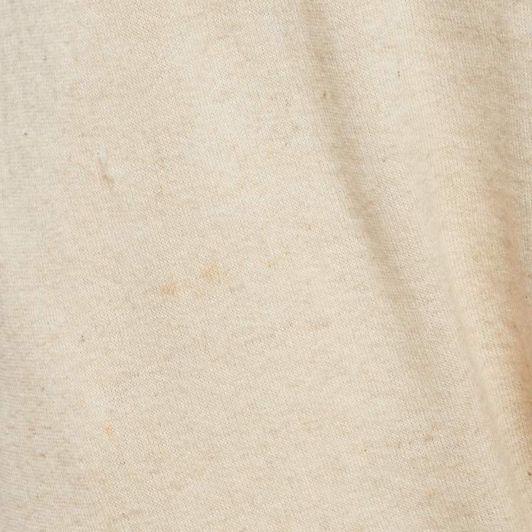 Pre Owned Balmain Cream Cotton Paneled Knit Jogger Pants M