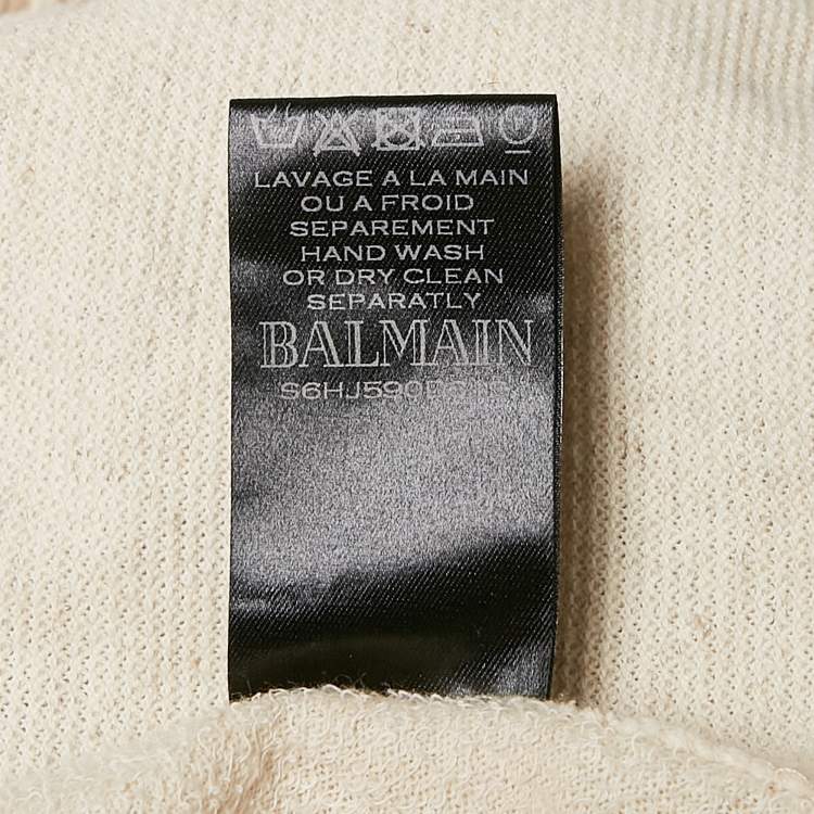 Pre Owned Balmain Cream Cotton Paneled Knit Jogger Pants M