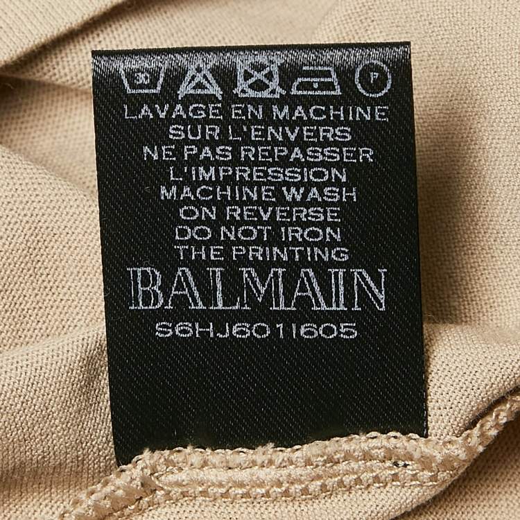 Pre Owned Balmain Beige Tiger Print Cotton Round Neck T-Shirt M
