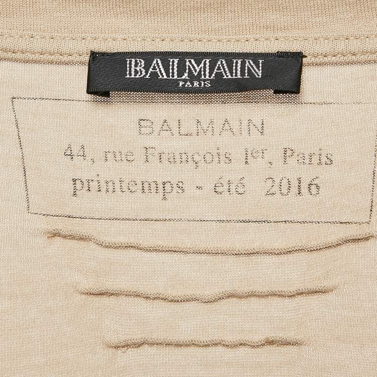 Pre Owned Balmain Beige Tiger Print Cotton Round Neck T-Shirt M