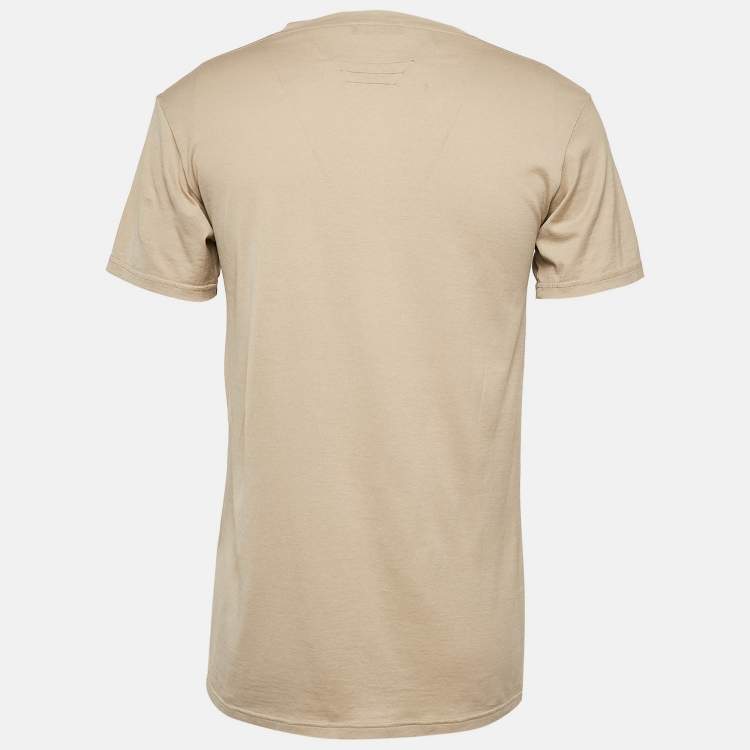 Pre Owned Balmain Beige Tiger Print Cotton Round Neck T-Shirt M