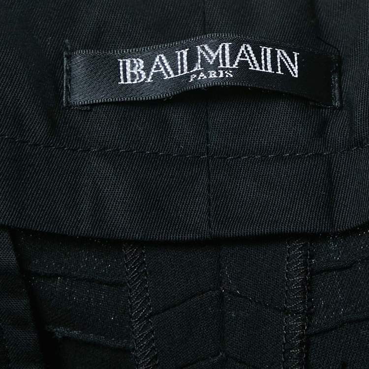 Pre Owned Balmain Black Cotton Trousers XL