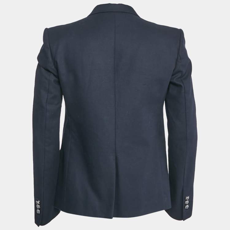 Pre Owned Balmain Navy Blue Cotton Button Detail Single Breasted Blazer L