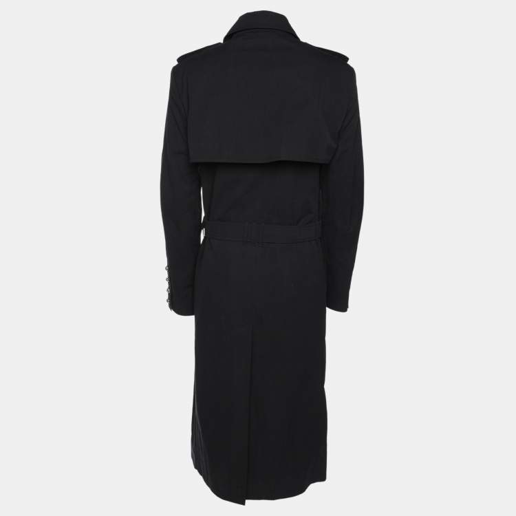 Pre Owned Balmain Dark Grey Cotton Blend Belted Coat XL
