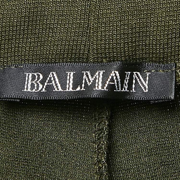 Pre Owned Balmain Green Jersey Pintuck Detail Track Pants L